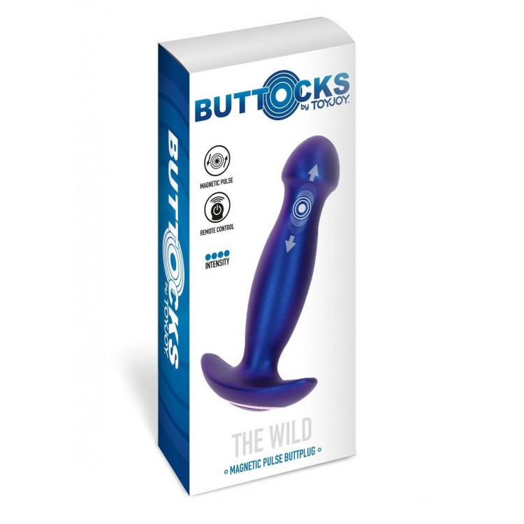 Синяя анальная вибропробка Buttocks The Wild Magn Pulse Vibrating Plug - 15 см.