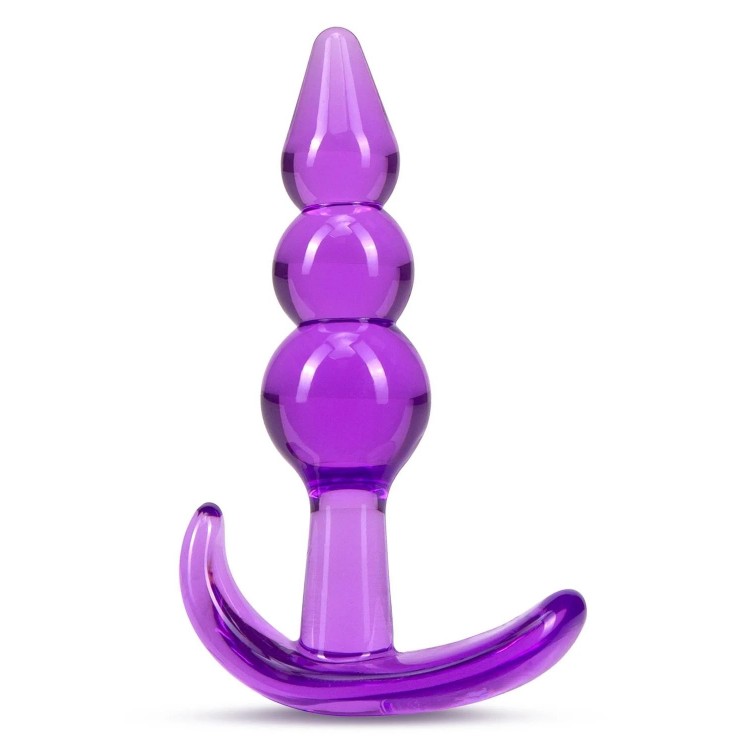 Фиолетовый анальный стимулятор Triple Bead Anal Plug - 9 см.