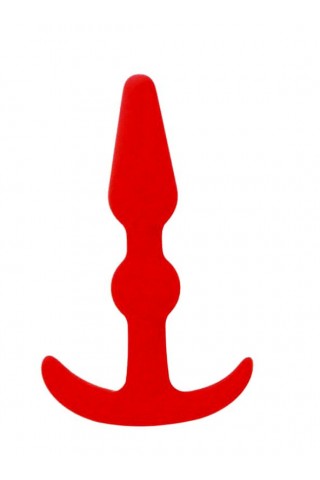Красная анальная втулка T-SHAPE SILICONE BUTT PLUG RED - 9,9 см.