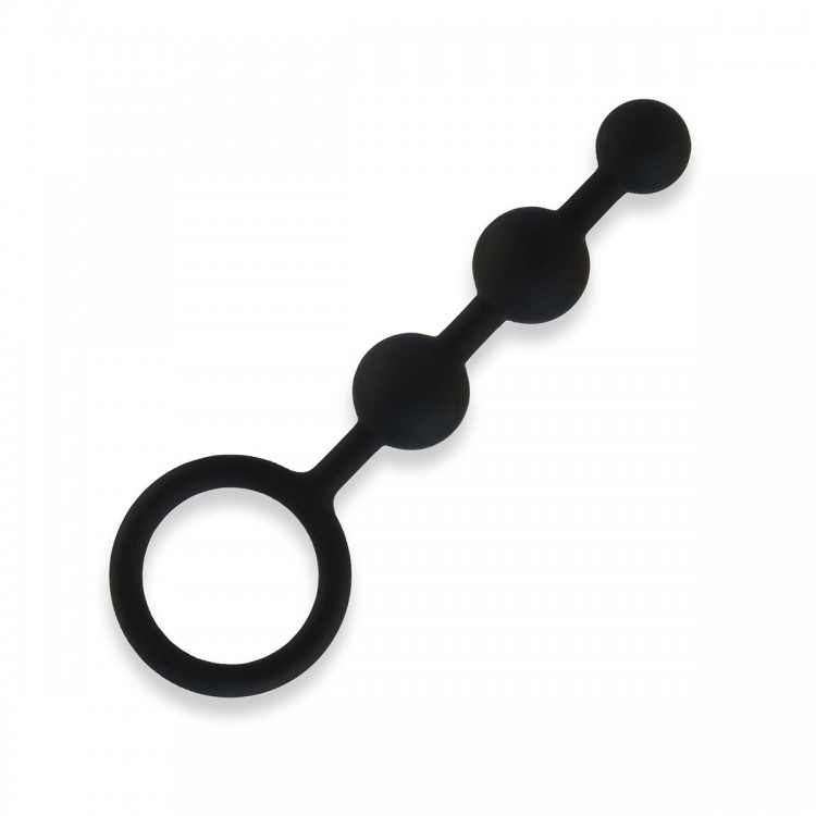 Черные силиконовые анальные бусы Silicone Anal Beads - 14 см.