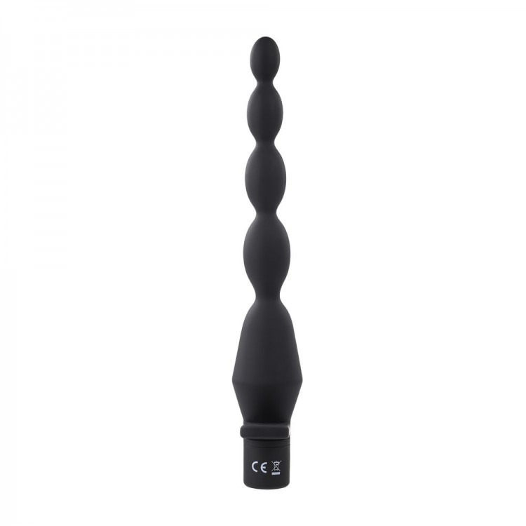 Черная анальная елочка с вибрацией Vibrating Butt Beads - 22 см.