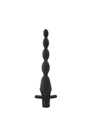 Черная анальная елочка с вибрацией Vibrating Butt Beads - 22 см.