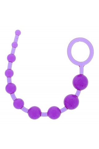 Фиолетовая анальная цепочка PLEASURE BEADS ANAL ROD - 32 см.