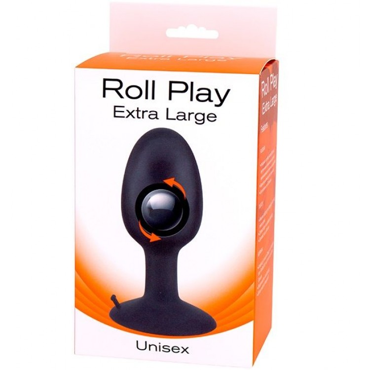 Черная анальная втулка со смещенным центром тяжести ROLL PLAY EXTRA LARGE - 12 см.