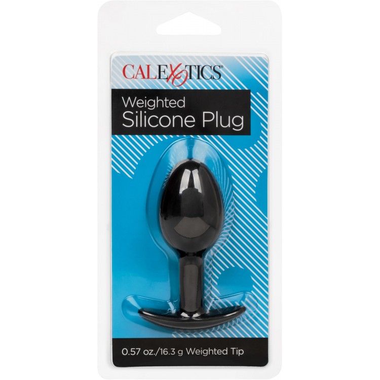 Черная анальная пробка из силикона Weighted Silicone Plug - 7,5 см.