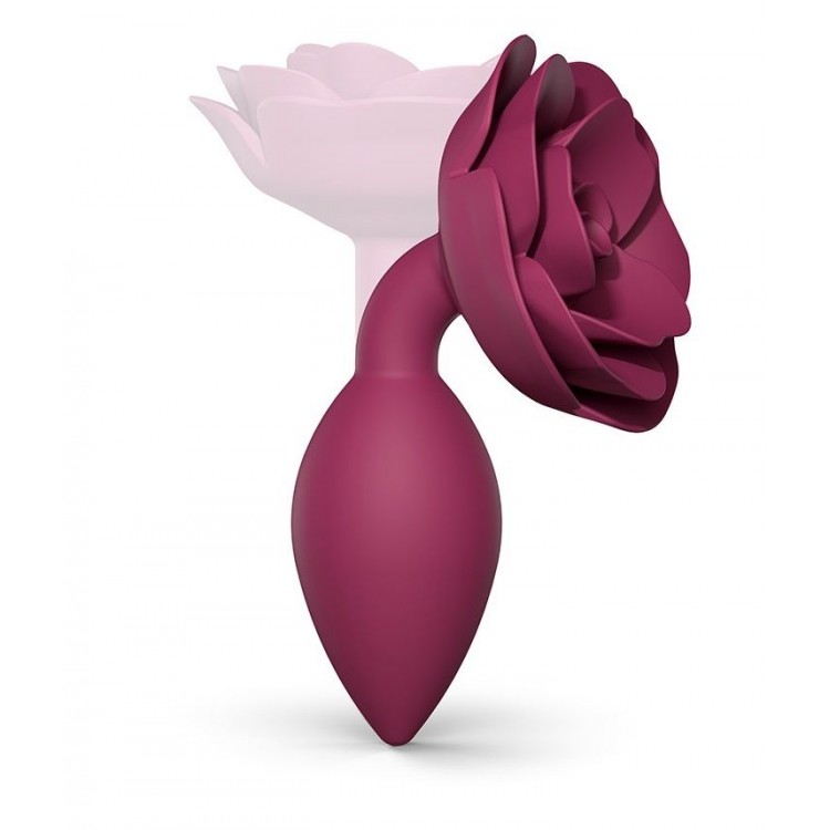 Сливовая анальная пробка с ограничителем-розой Open Rose Size M Butt Plug