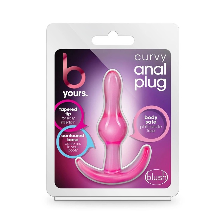 Розовая анальная пробка Curvy Anal Plug - 8,4 см.