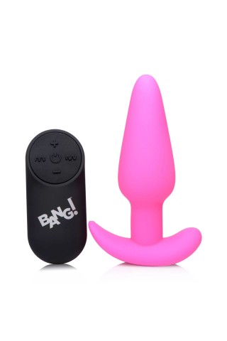 Розовая анальная вибропробка с пультом ДУ 21X Remote Control Vibrating Silicone Butt Plug - 10,4 см.