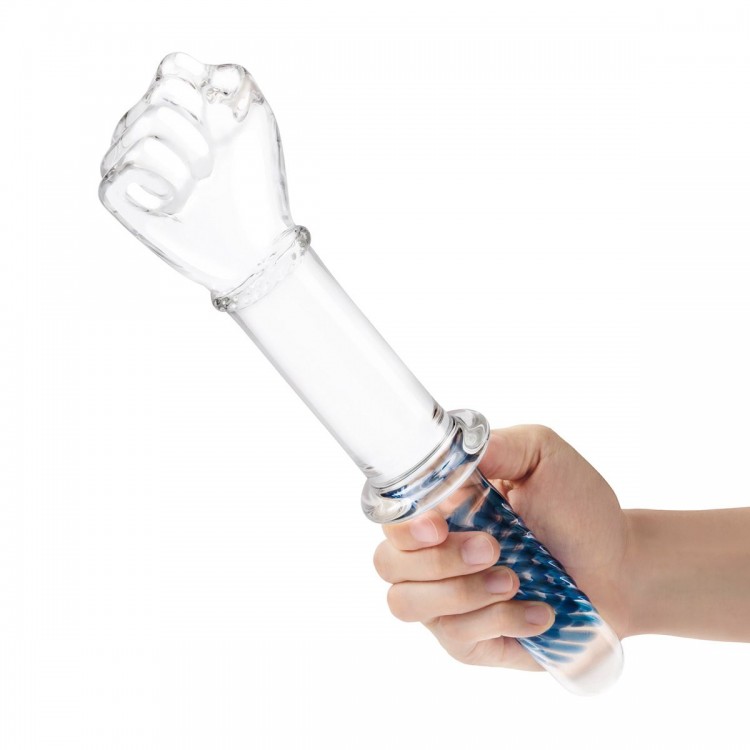 Стеклянный стимулятор в форме сжатой в кулак руки 11’’ Glass Fist Double Ended With Handle Grip - 28 см.