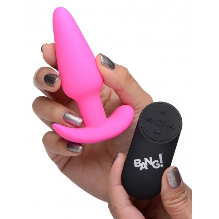 Розовая анальная вибропробка с пультом ДУ 21X Remote Control Vibrating Silicone Butt Plug - 10,4 см.