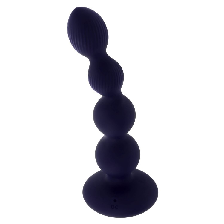Фиолетовые анальные бусы с вибрацией и вращением Pleasure Orbit - 17,8 см.