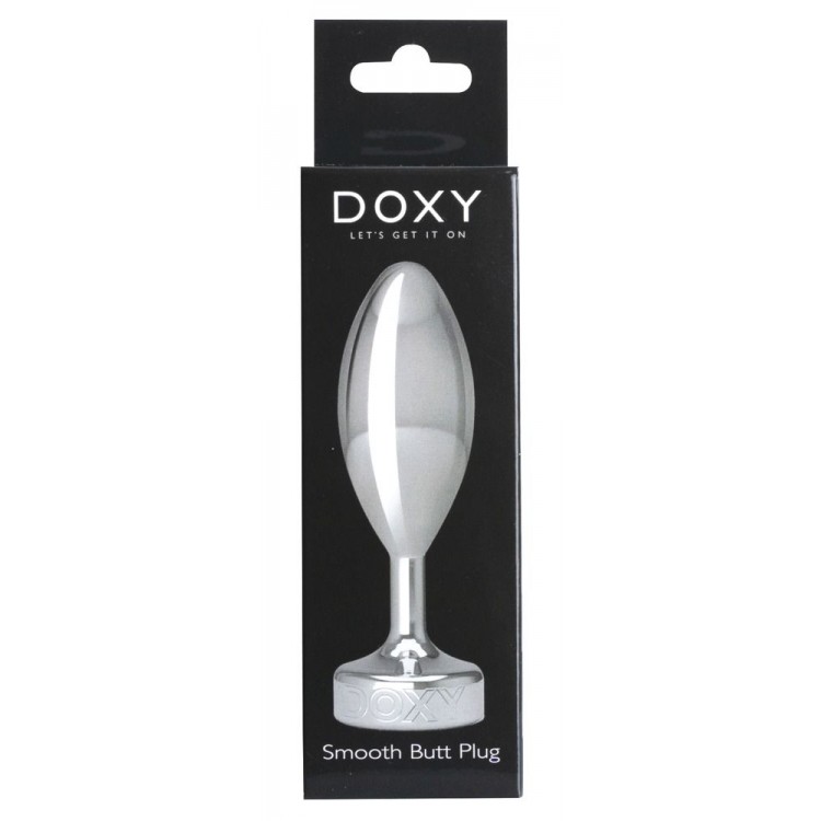 Серебристая анальная втулка Doxy Smooth Butt Plug - 10,5 см.