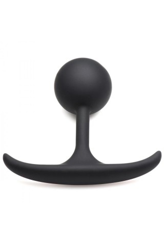 Черная анальная пробка с утяжелением Premium Silicone 3.9 Weighted Round Plug - 9,9 см.