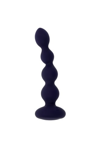 Фиолетовые анальные бусы с вибрацией и вращением Pleasure Orbit - 17,8 см.