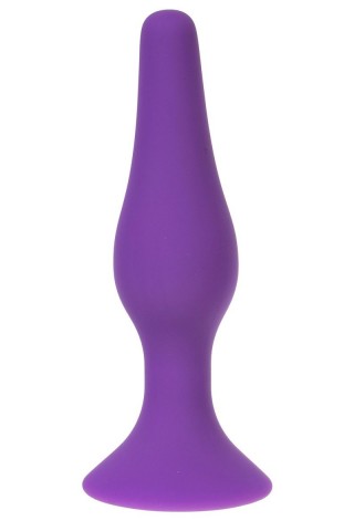 Фиолетовая силиконовая анальная пробка размера L - 12,2 см.