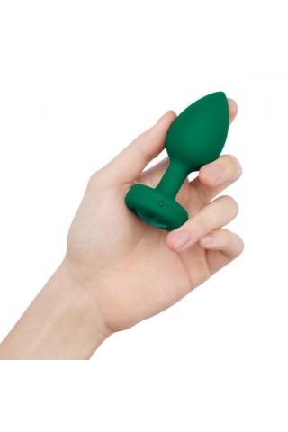 Зеленая анальная вибровтулка с кристаллом Vibrating Jewel Plug M/L - 10,5 см.