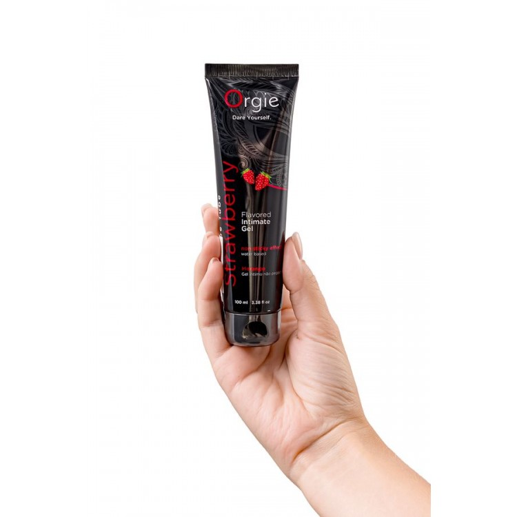 Интимный гель на водной основе Lube Tube Strawberry с клубничным вкусом - 100 мл.