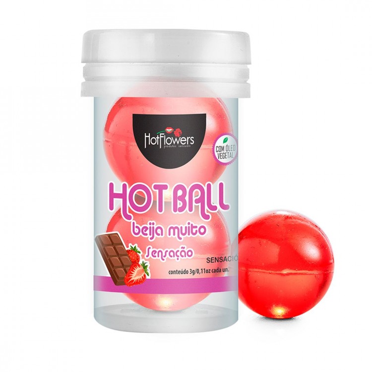 Лубрикант на масляной основе Hot Ball Beija Muito с ароматом шоколада и клубники (2 шарика по 3 гр.)