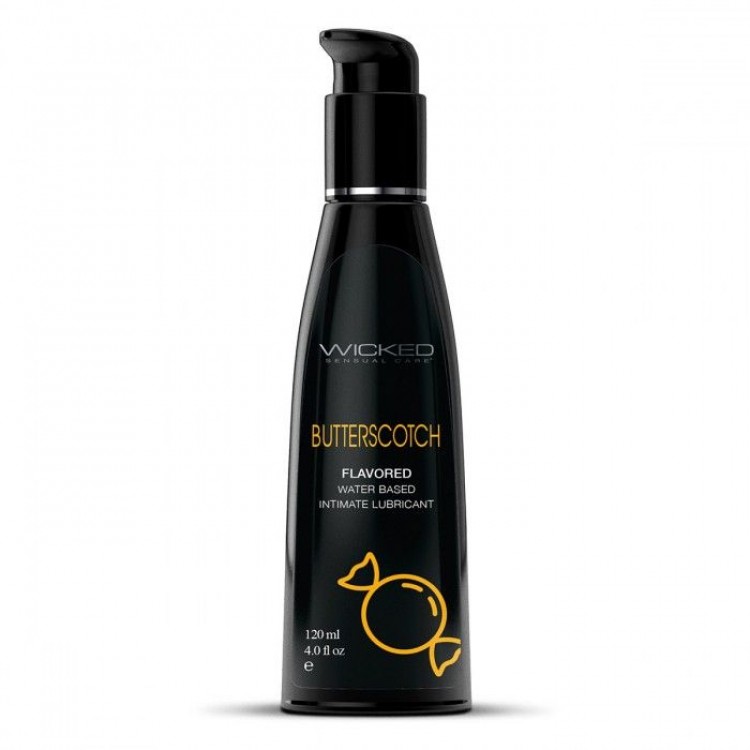 Лубрикант на водной основе с ароматом ирисок WICKED AQUA Butterscotch - 120 мл.