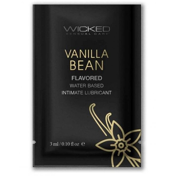 Лубрикант на водной основе с ароматом ванильных бобов Wicked Aqua Vanilla Bean - 3 мл.