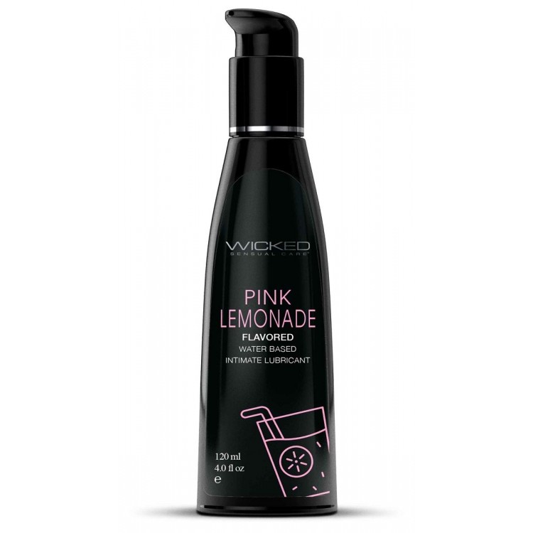 Лубрикант с ароматом розового лимонада WICKED AQUA Pink Lemonade - 120 мл.