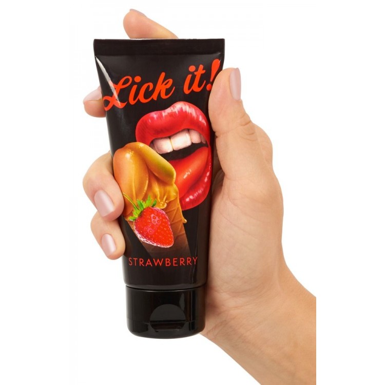 Съедобная смазка Lick It с ароматом клубники - 100 мл. Съедобная смазка Lick It с ароматом клубники - 100 мл.