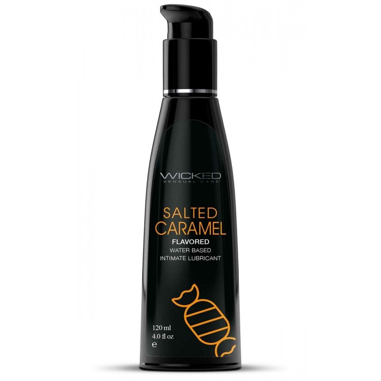Лубрикант со вкусом соленой карамели Wicked Aqua Salted Caramel - 120 мл.