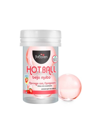 Лубрикант на масляной основе Hot Ball Beija Muito с ароматом клубники и шампанского (2 шарика по 3 гр.)