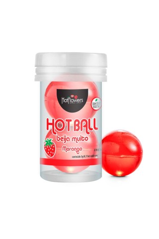 Лубрикант на масляной основе Hot Ball Beija Muito с ароматом клубники (2 шарика по 3 гр.)