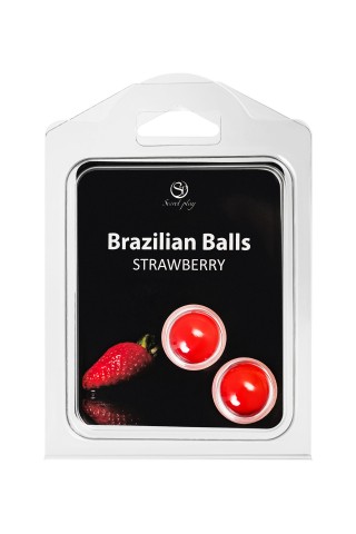 Набор из 2 шариков с массажным маслом Brazilian Balls с ароматом клубники