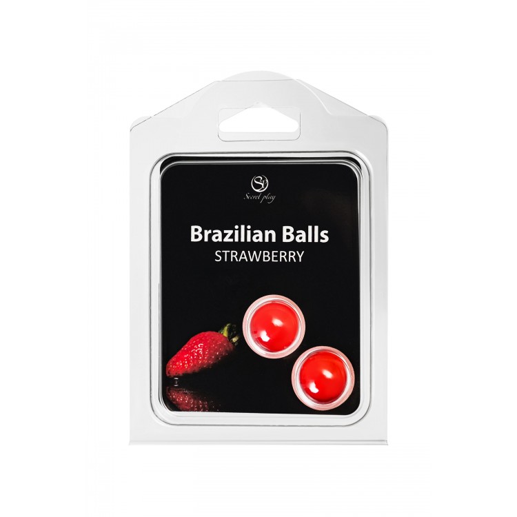 Набор из 2 шариков с массажным маслом Brazilian Balls с ароматом клубники