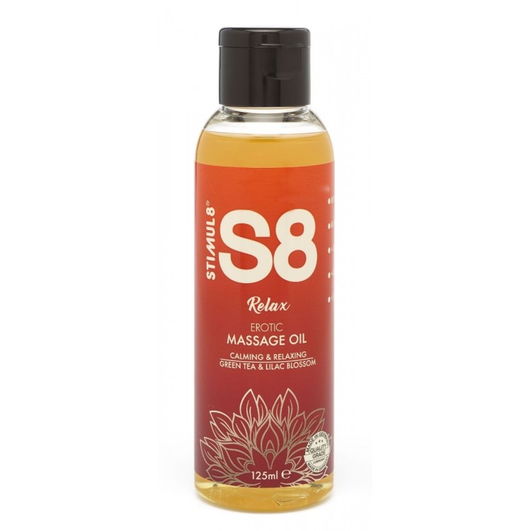Массажное масло S8 Massage Oil Relax с ароматом зеленого чая и сирени - 125 мл.